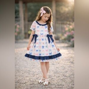 Like New Sassy Saul Boutique Ruffled Bow Print Dress 🎀 | Size 6 MSRP $56